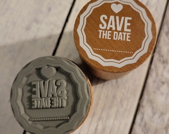 Wooden stamp Save the Date