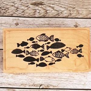 Wooden stamp &quot;school of fish&quot;