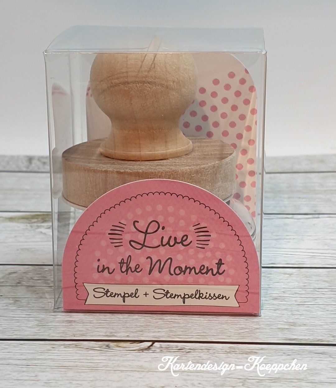 Wooden Stamp Round With Inkpad live in the Moment Etsy