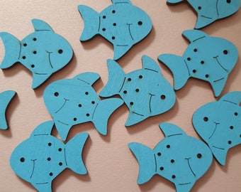 10x wooden fish sprinkle decoration