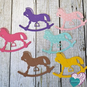 5x Stanzteile Schaukelpferd Scrapbooking Deko