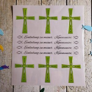 Sticker Einladung Kommunion Kreuz