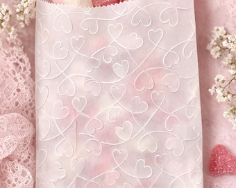 10 bolsas para barras de chocolate con corazones en relieve