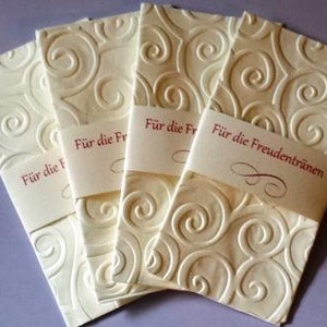 10x tears of joy handkerchiefs embossed with banderole for wedding (TT24)