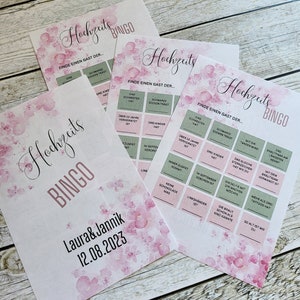 Hochzeitsbingo /Hochzeitsspiel / Hochzeitsquiz Finde den Gast....