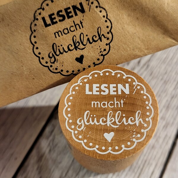 Wooden stamp "lesen macht glücklich" woodies