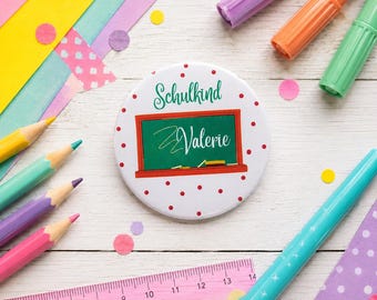 Botón personalizado para escolares con nombre | Regalo de regreso a clases | Pin de cono escolar | Primer día de clases |