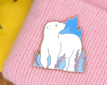 Polar Bear Hard Enamel Pin: Gold Plated Lapel Pin