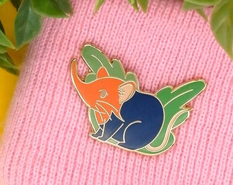 Elephant Shrew Enamel Pin: Gold Plated Sengi Lapel Pin