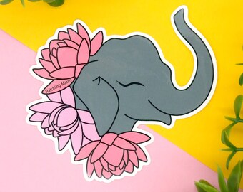Indian Elephant die cut vinyl sticker. Limited edition wildlife illustration decal.
