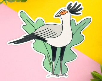 Secretary Bird Sticker: Waterproof Vinyl Decal, Wildlife Conservation
