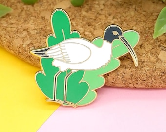 Bin Chicken Enamel Pin: Australian White Ibis Gold Plated Lapel Pin