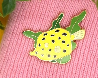 Yellow Boxfish Enamel Pin: Gold Plated Lapel Pin