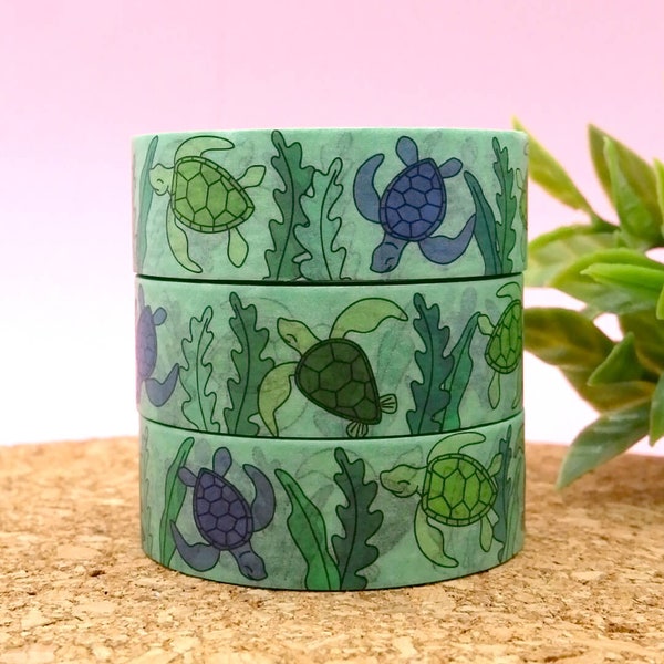 Sea turtle washi tape. Japanese masking tape for bullet journals. 10% donated to wildlife conservation