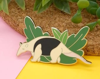 Southern Tamandua Gold Plated Enamel Pin: Wildlife Conservation Gift