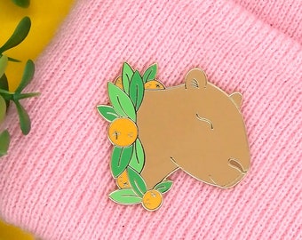 Capybara hard enamel gold plated lapel pin