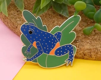 Galaxy Frog enamel pin. Endangered animal jacket lapel pin