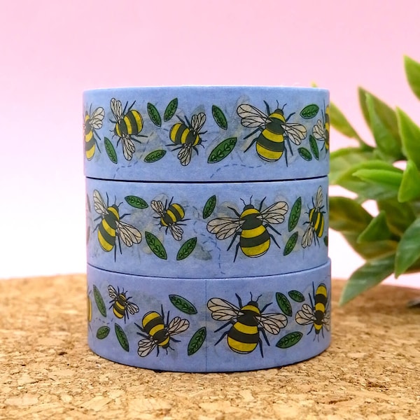 Bumblebee washi tape. Japanese masking tape for bullet journals. 10% donated to wildlife conservation