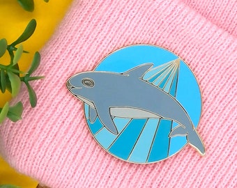 Vaquita porpoise hard enamel gold plated lapel pin