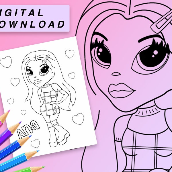 Ana Coloring Page #1 Digital Download - Coloring sheet - Printable Coloring Page - Cyber Gurls Coloring Page - Coloring Book