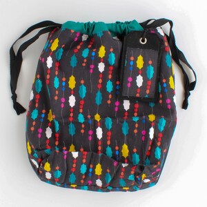 Colorful Garland + Coral Drops Reversible Fabric Gift Bag and Reusable Gift Tag Set | Finney & Roo Sustainable Wrapping