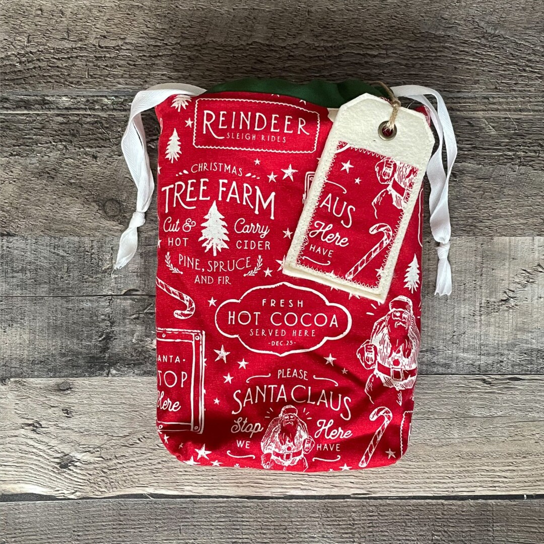 Christmas Fabric Gift Bags and Reusable Gift Tags Sustainable Holiday