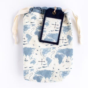 Sea + Sky Reversible Fabric Gift Bag and Reusable Gift Tag Set | Finney & Roo Sustainable Gift Wrap