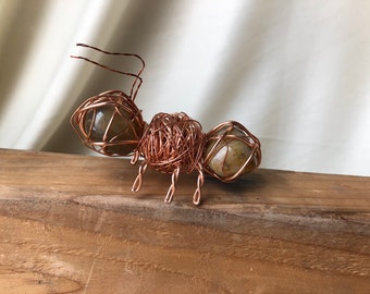 Copper bugs large, copper ant, copper butterfly, wire sculpture, wire ant, wire butterfly,