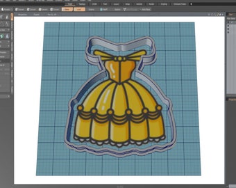 Belle Gown || Princess Dress || Cookie Cutter || Wedding || Princess || Gown|| Digital Download || Instant Download *NO PHYSICAL ITEM*