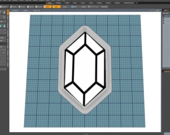 Könnte beinhalten: Eine weiße, dreidimensionale geometrische Form mit schwarzen Linien, die ein Diamantenmuster bilden. Die Form ist eine stilisierte Darstellung eines Edelsteins.