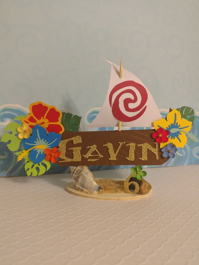 Boys Love Moana Canoe On Sand With Shells Version 4 Hawaiian Theme Moana And Heart Of Tefiti Cake Topper Kitchen Decor Home Living Puhlsphotography Com