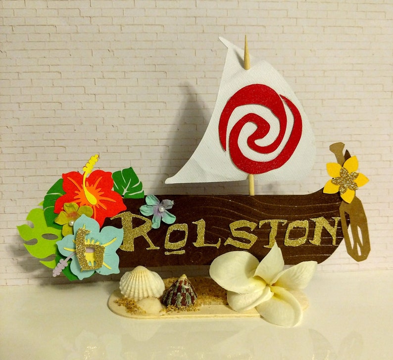 Boys Love Moana Canoe On Sand With Shells Version 4 Hawaiian Theme Moana And Heart Of Tefiti Cake Topper Kitchen Decor Home Living Puhlsphotography Com