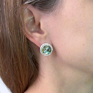 Abalone Shell Twist Wire Sterling Silver Earrings