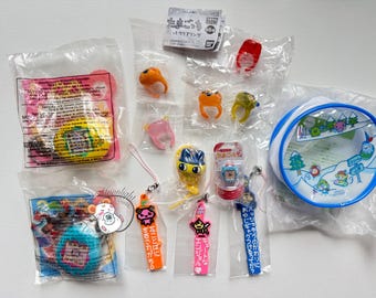 Tamagotchi Characters Mascot Rings Charm Pouch Keychain Bandai Japan Vintage 1999 McDonald