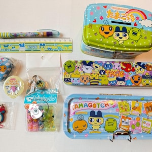Tamagotchi Connection Stationary Pen Pencil Case Kutchipatchi Mametchi Piggy Bank Lock Key Box Charm Bandai Japan 2005