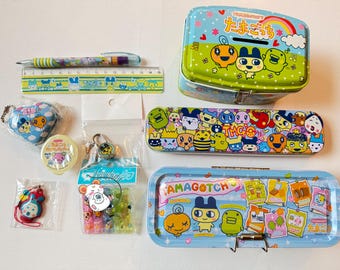 Tamagotchi Connection Stationary Pen Pencil Case Kutchipatchi Mametchi Piggy Bank Lock Key Box Charm Bandai Japan 2005