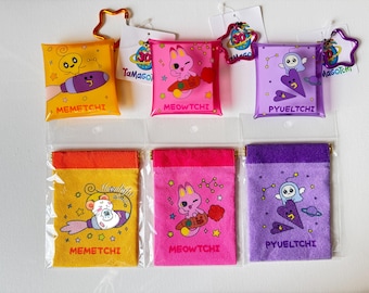 Tamagotchi Exhibition Pink Purple Orange Pouch Bag Keychain Bandai Japan