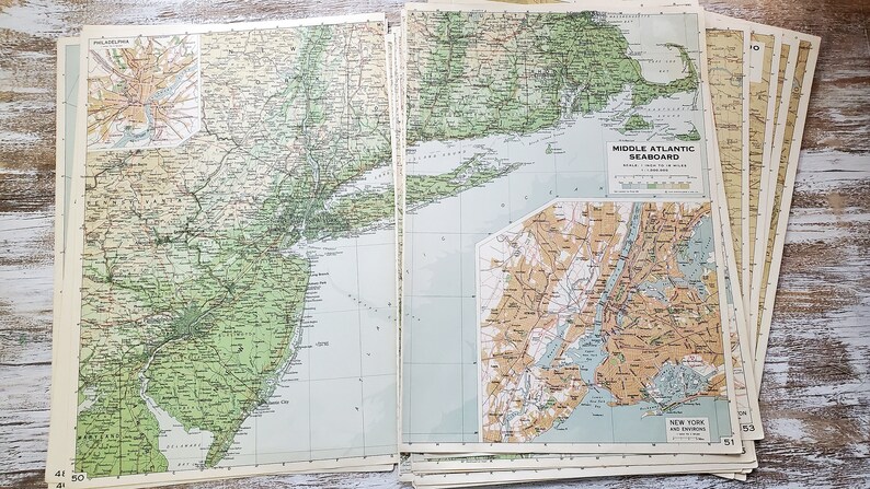 Vintage Map Pages Vintage Atlas - Il 794xN.5726800129 T7b7 