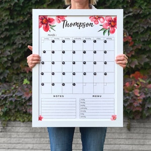 Watercolor Calendar Delightful Poppies!  Framed Family calendar | Floral Framed Whiteboard Calendar with Flowers  #18300