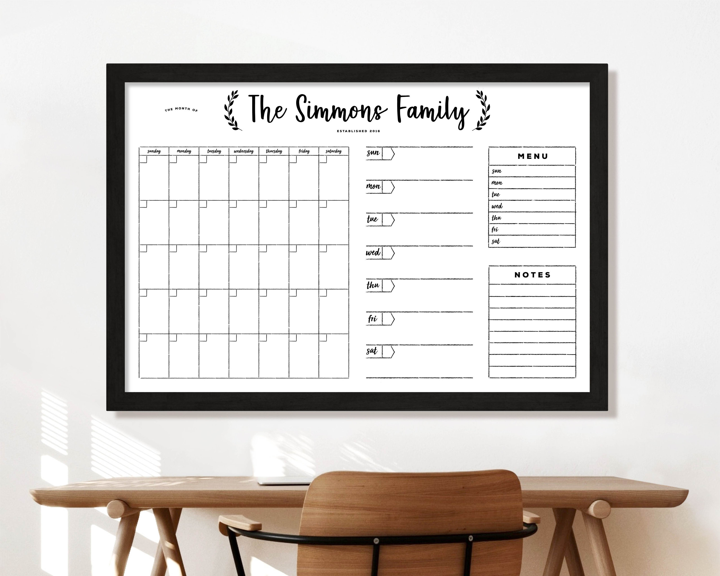 2023 Two Month Calendar, Chalkboard Calendar, Dry Erase Family Organization  Wall Calendar, Reusable 1, 2, 3 or 4 Chore Charts, 24155 