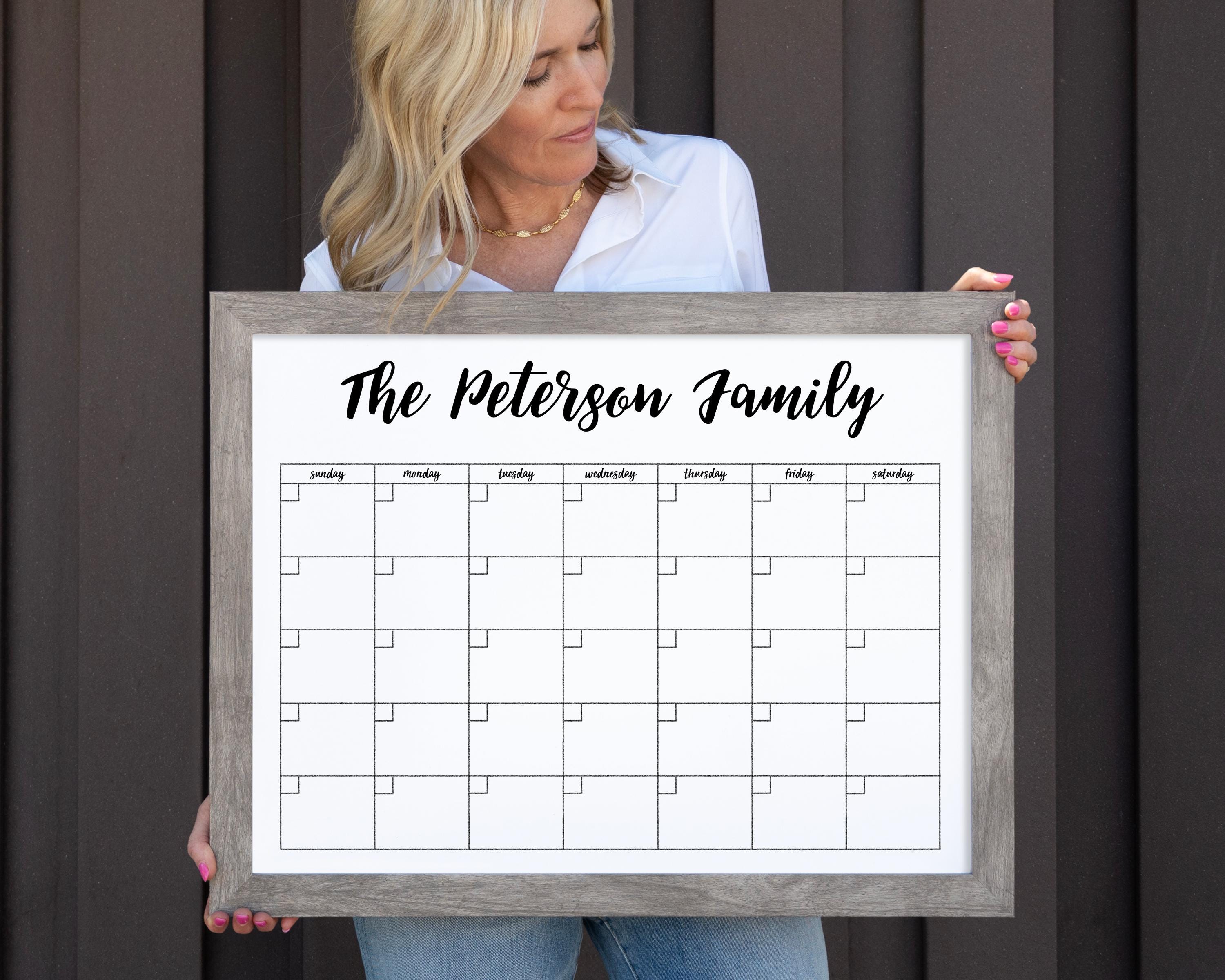2025 Forever Wall Calendar | 24x18 Reusable Dry Erase Calendar MEDIUM Whiteboard Calendar | Framed Calendar #18211