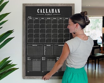 Command Center 2 or 3 chore charts | LARGE 24 X 36 Chalkboard Calendar - Dry erase calendar - Framed calendar #24152