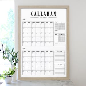 Command Center 2 Month LARGE Whiteboard Calendar - Framed dry erase calendar with 2, 3, 4 or 5 kids chore charts - 2 month  #24137