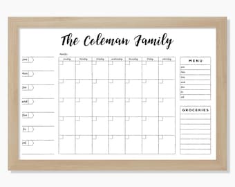 Command Center for Family, Dry Erase Whiteboard Command Center, Weekly and Monthly Calendar Combo, Family Center Calendar #24210