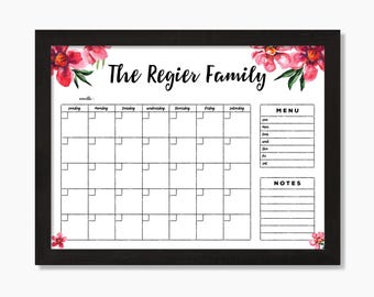 Watercolor Calendar with Poppies!   Dry erase Floral calendar MEDIUM - Framed calendar with Flowers | Whiteboard Calendar #18306