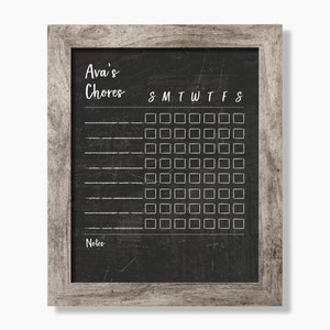 Chalkboard Chore Chart SMALL - Dry erase chore chart - Framed chore chart #819