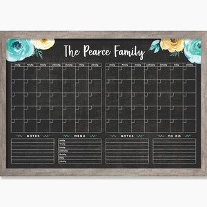 Command Center LARGE Watercolor Calendar - Dry erase calendar - Framed calendar - 2 months #24104