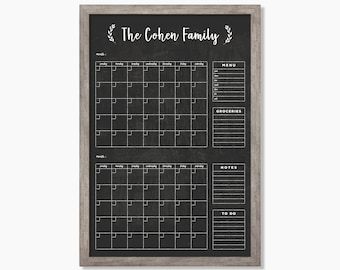 2023 Calendar LARGE | Command Center Large Chalkboard Calendar | Framed Calendar with magnetic surface option  #24132