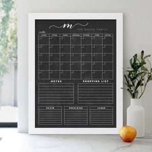 Command Center MEDIUM - Dry erase chalkboard weekly calendar and chore charts - Framed calendar #18419