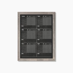 Chore Chart MEDIUM - 6 child Dry Erase Chore Chart - Framed chore chart #18406